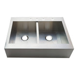 Edinburg 36-Inch Stainless Steel Apron-Front 4-Hole Double Bowl Farmhouse Kitchen Sink