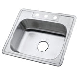 Studio 25-Inch Stainless Steel Self-Rimming 3-Hole Single Bowl Drop-In Kitchen Sink
