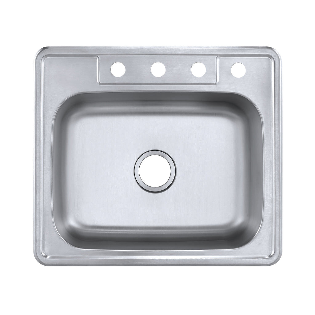 Studio 25-Inch Stainless Steel Self-Rimming 4-Hole Single Bowl Drop-In Kitchen Sink