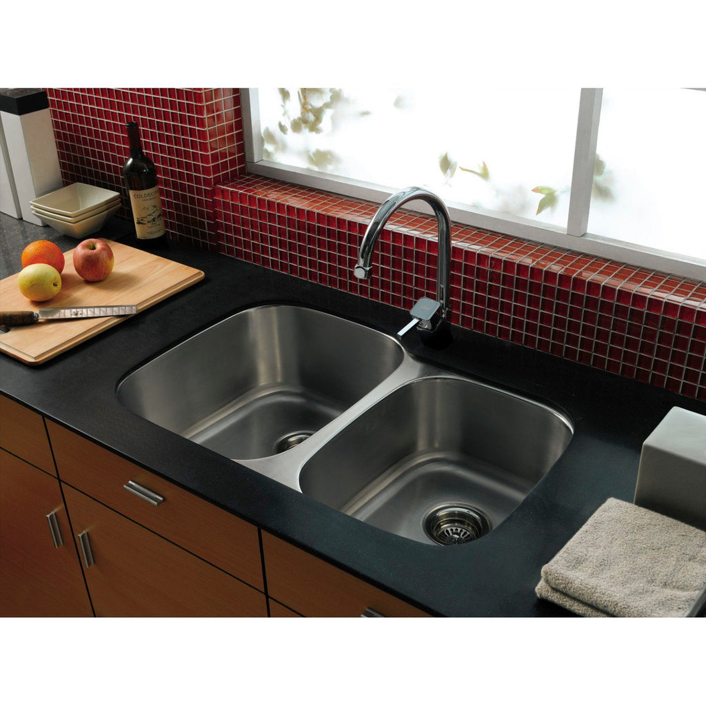 Loft 32-Inch Stainless Steel Undermount Double Bowl Kitchen Sink