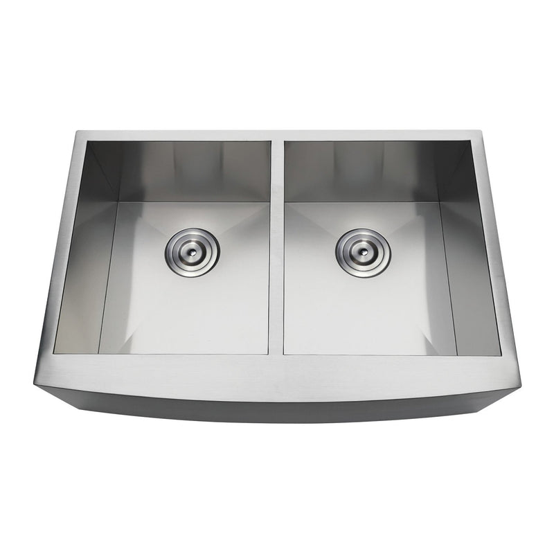 Uptowne 30-Inch Stainless Steel Apron-Front Double Bowl Farmhouse Kitchen Sink with Strainers x 2