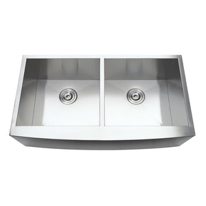 Uptowne 36-Inch Stainless Steel Apron-Front Double Bowl Farmhouse Kitchen Sink