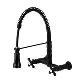 Heritage Double-Handle 2-Hole Wall-Mount Pre-Rinse Bridge Kitchen Faucet