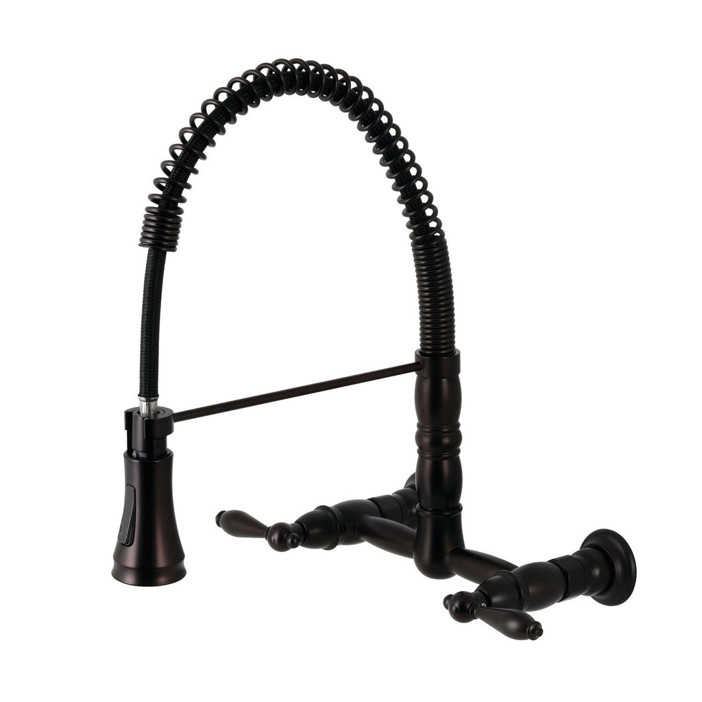 Heritage Wall Mount Pull-Down Sprayer Kitchen Faucet