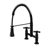 Heritage Double-Handle 2-Hole Deck-Mount Pre-Rinse Bridge Kitchen Faucet