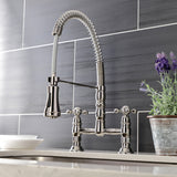 Heritage Double-Handle 2-Hole Deck-Mount Pre-Rinse Bridge Kitchen Faucet