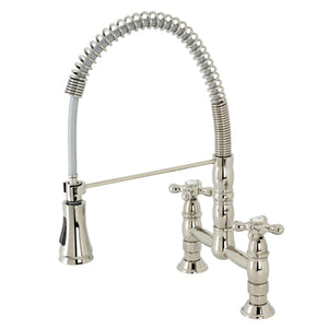 Heritage Double-Handle 2-Hole Deck-Mount Pre-Rinse Bridge Kitchen Faucet