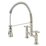 Heritage Double-Handle 2-Hole Deck-Mount Pre-Rinse Bridge Kitchen Faucet