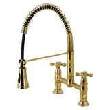 Heritage Double-Handle 2-Hole Deck-Mount Pre-Rinse Bridge Kitchen Faucet