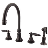 Georgian Two-Handle 4-Hole Deck Mount Widespread Kitchen Faucet with Side Sprayer