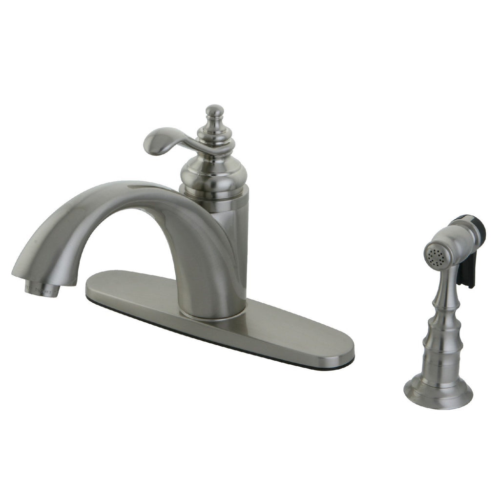 Templeton Single-Handle 2-or-4 Hole Deck Mount Kitchen Faucet with Brass Sprayer