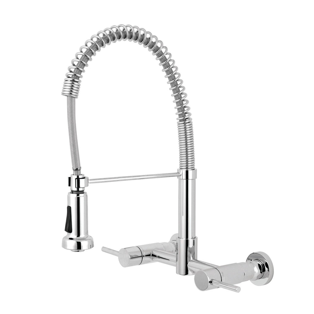 Concord Two-Handle 2-Hole Wall Mount Pull-Down Sprayer Kitchen Faucet