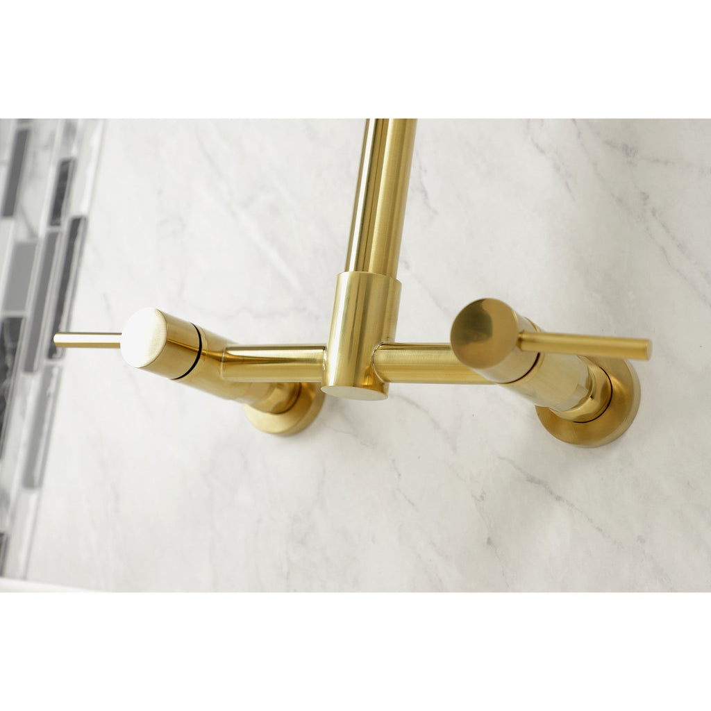 Concord Two-Handle 2-Hole Wall Mount Pull-Down Sprayer Kitchen Faucet