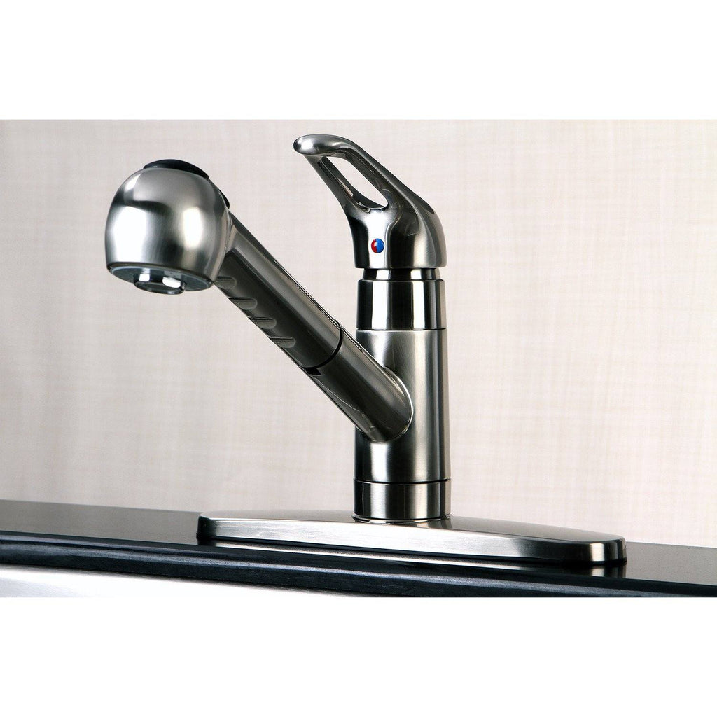Century Single-Handle 1-or-3 Hole Deck Mount Pull-Out Sprayer Kitchen Faucet