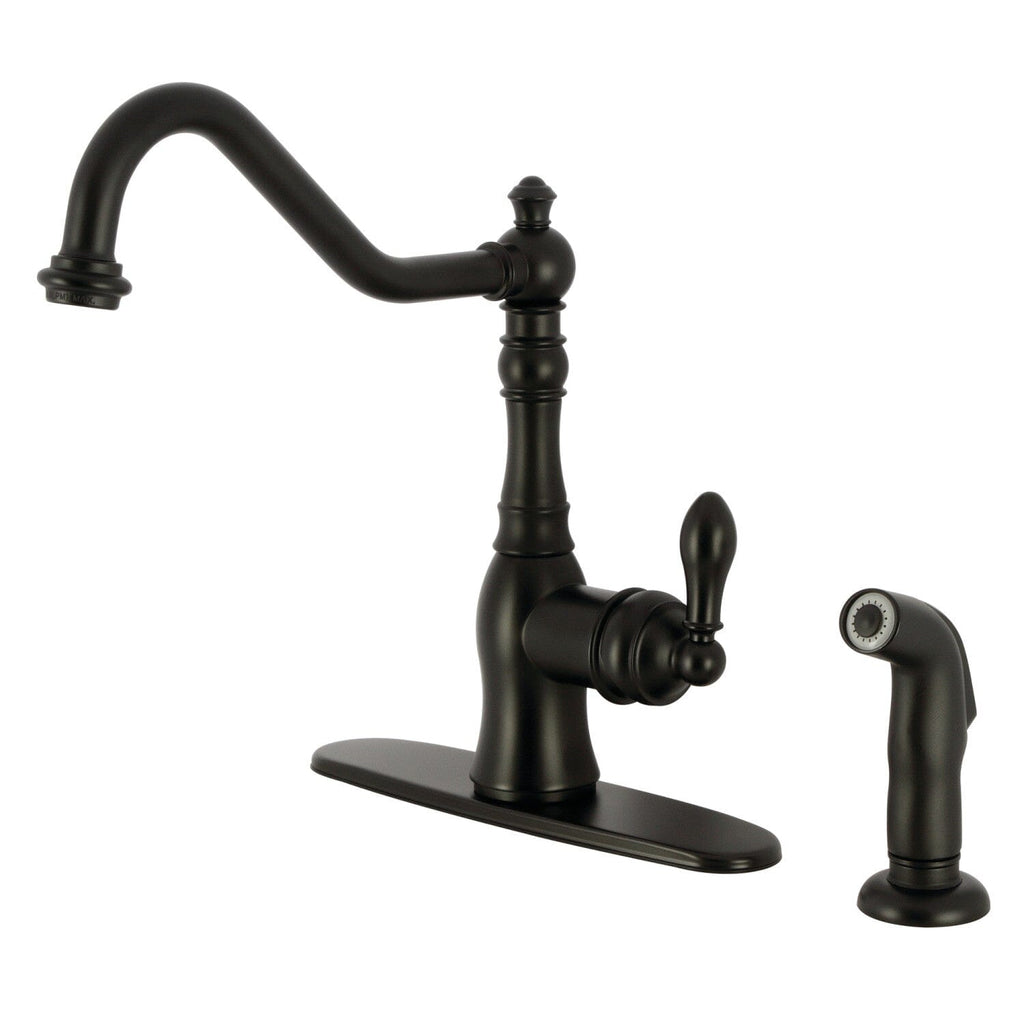 American Classic Single-Handle 2-or-4 Hole Deck Mount Kitchen Faucet with Brass Sprayer