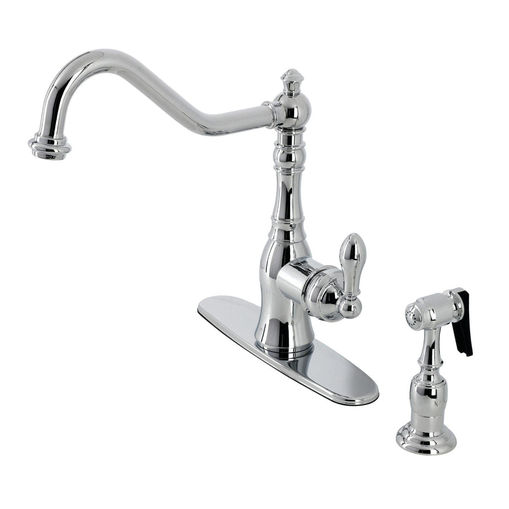 American Classic Single-Handle 2-or-4 Hole Deck Mount Kitchen Faucet with Brass Sprayer