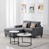 Nolan Gray Linen Fabric 2-Seater Reversible Sofa Chaise with Pillows and Interchangeable Legs