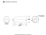 Shower Scape 5-3/16 Inch Zinc Tub Faucet Spout with Diverter, 1/2 Inch CTS