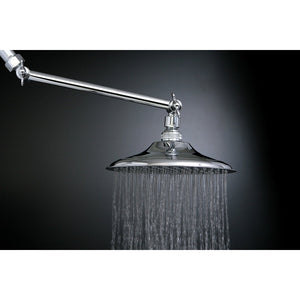 Victorian 7-3/4 Inch Round Raindrop Brass Shower Head with 10-Inch High-Low Adjustable Shower Arm