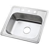 Carefree 25-Inch Stainless Steel Self-Rimming 3-Hole Single Bowl Drop-In Kitchen Sink
