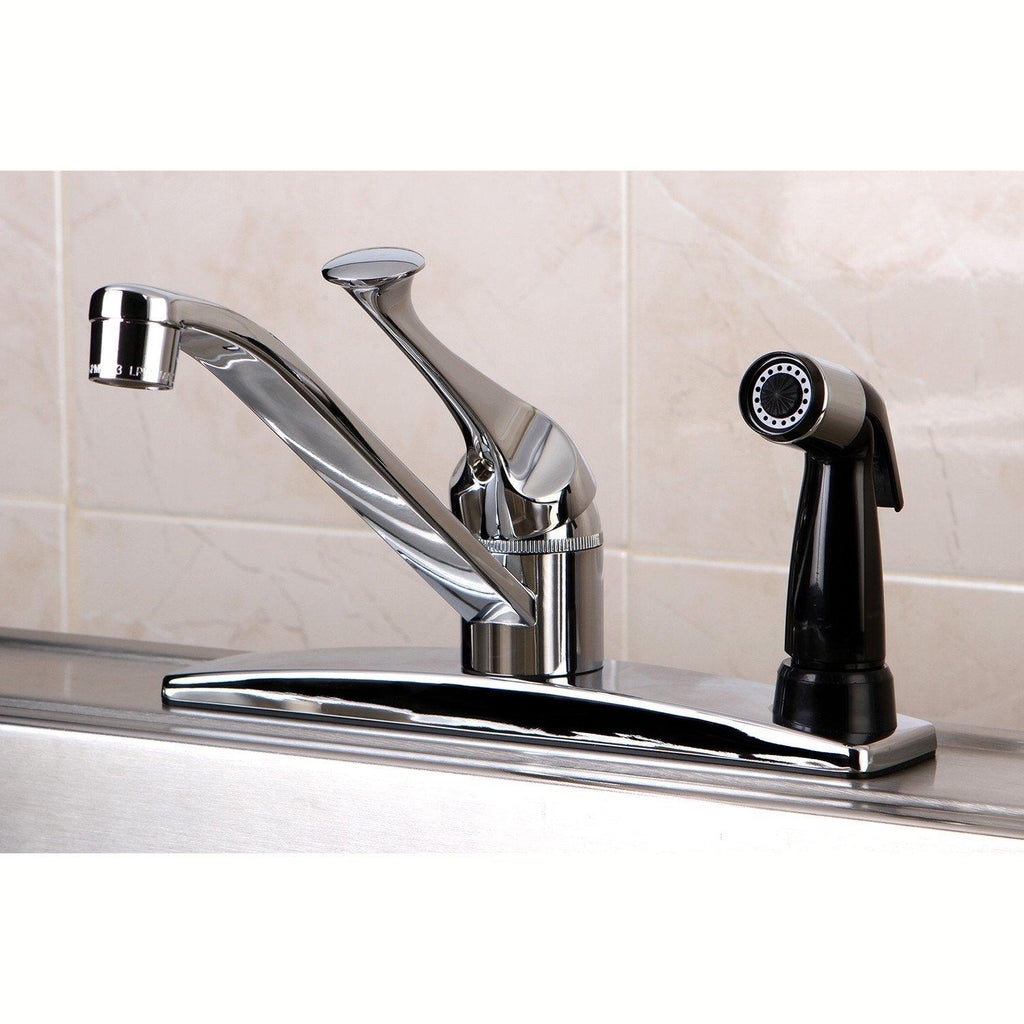 Single-Handle 1-or-3 Hole Deck Mount 8" Centerset Kitchen Faucet with Side Sprayer