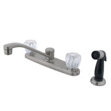 Americana Two-Handle 4-Hole Deck Mount 8" Centerset Kitchen Faucet with Side Sprayer