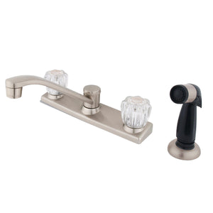 Americana Two-Handle 4-Hole Deck Mount 8" Centerset Kitchen Faucet with Side Sprayer