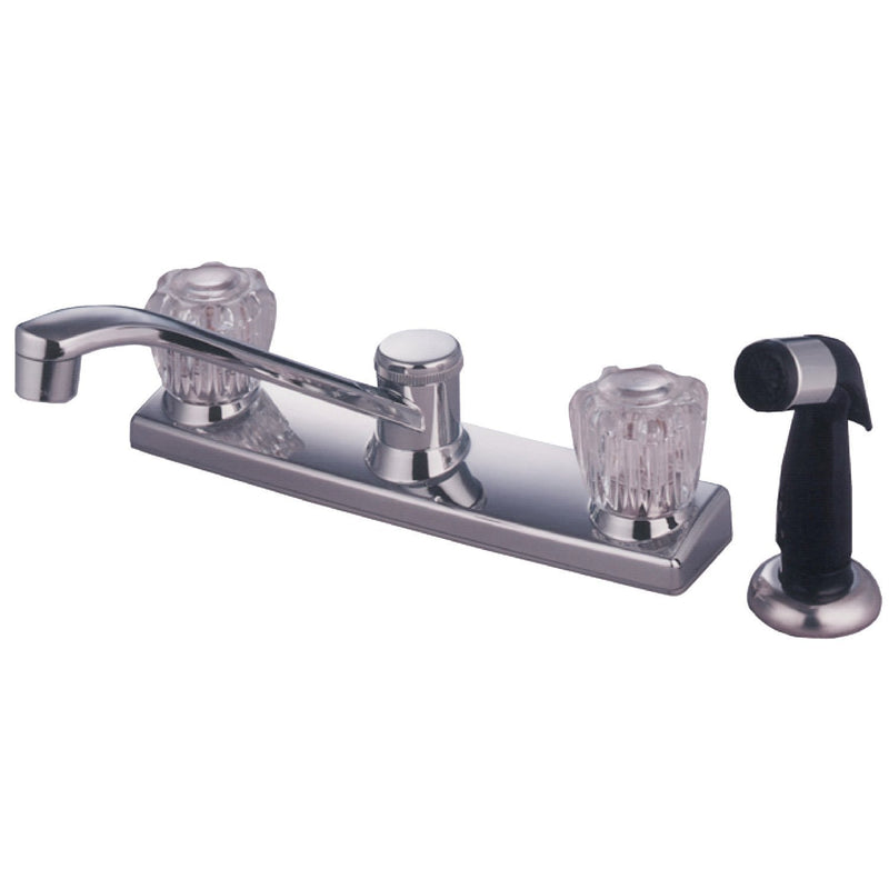 Americana Two-Handle 4-Hole 8" Centerset Kitchen Faucet with Side Sprayer