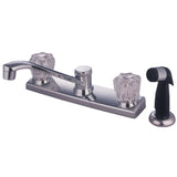 Americana Two-Handle 4-Hole Deck Mount 8" Centerset Kitchen Faucet with Side Sprayer