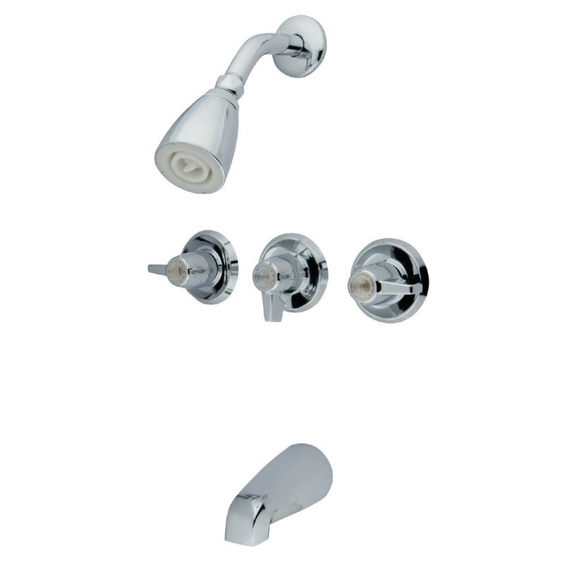 Triple-Handle Tub and Shower Faucet