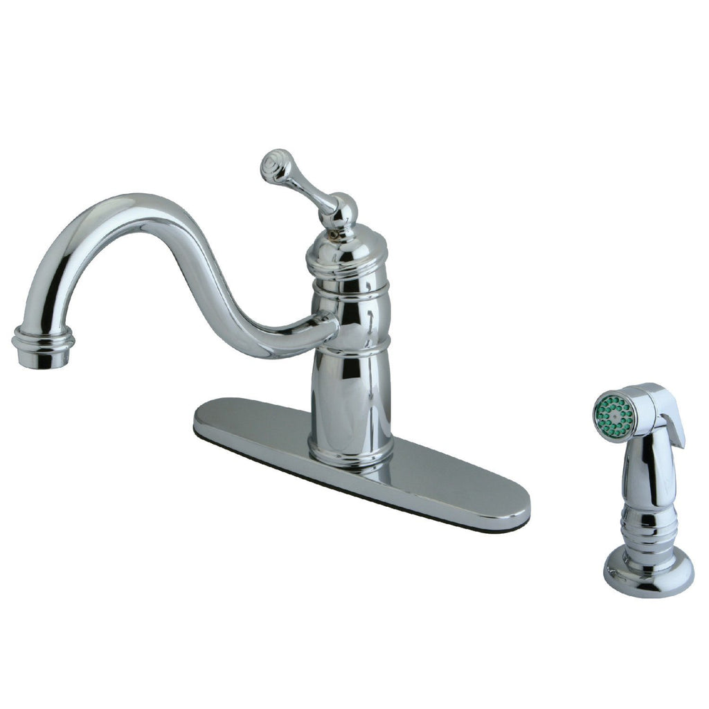 Georgian Single-Handle 2-or-4 Hole Deck Mount Kitchen Faucet with Side Sprayer