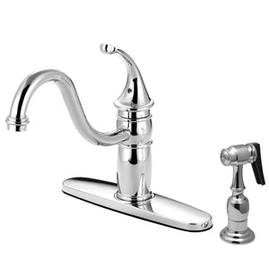 Georgian Single-Handle 2-or-4 Hole Deck Mount Kitchen Faucet with Brass Sprayer