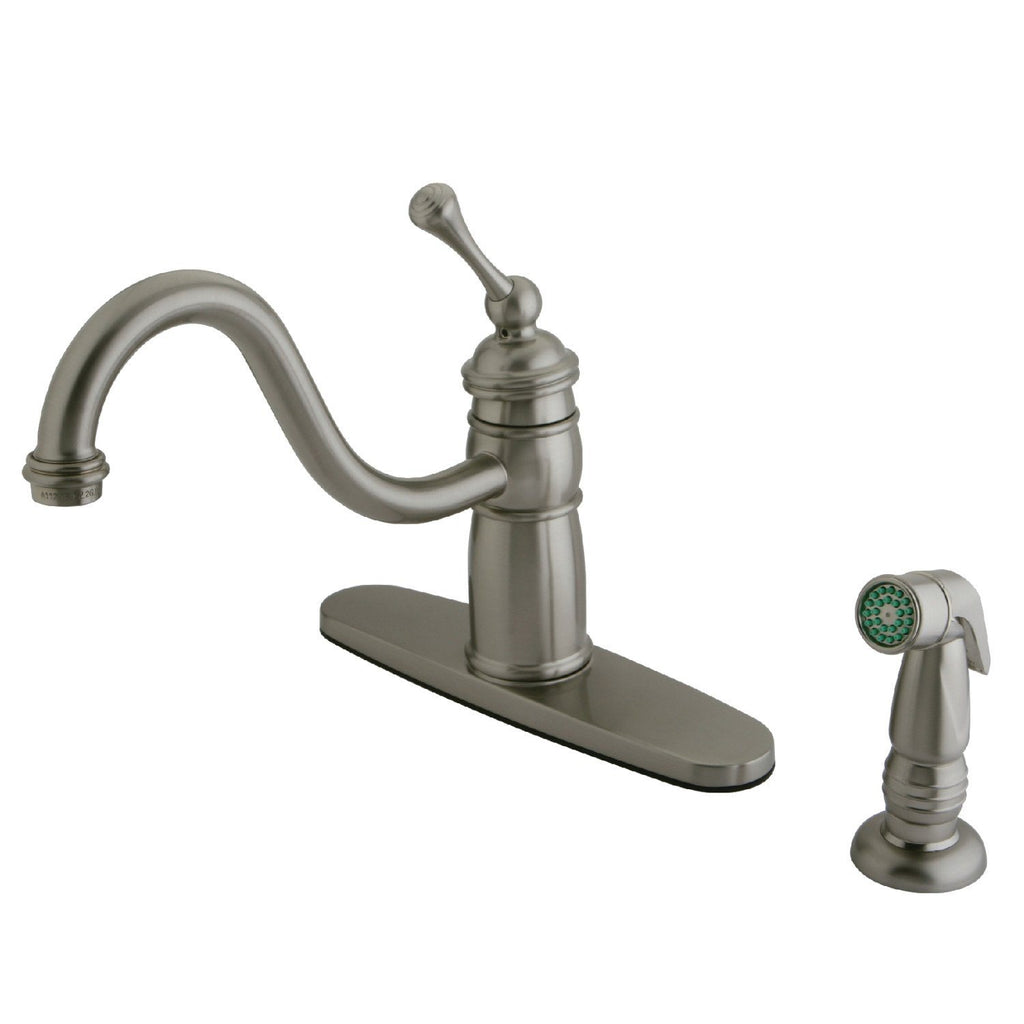 Georgian Single-Handle 2-or-4 Hole Deck Mount Kitchen Faucet with Side Sprayer