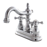 Heritage Two-Handle 3-Hole Deck Mount 4" Centerset Bathroom Faucet with Plastic Pop-Up