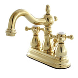 Heritage Two-Handle 3-Hole Deck Mount 4" Centerset Bathroom Faucet with Plastic Pop-Up