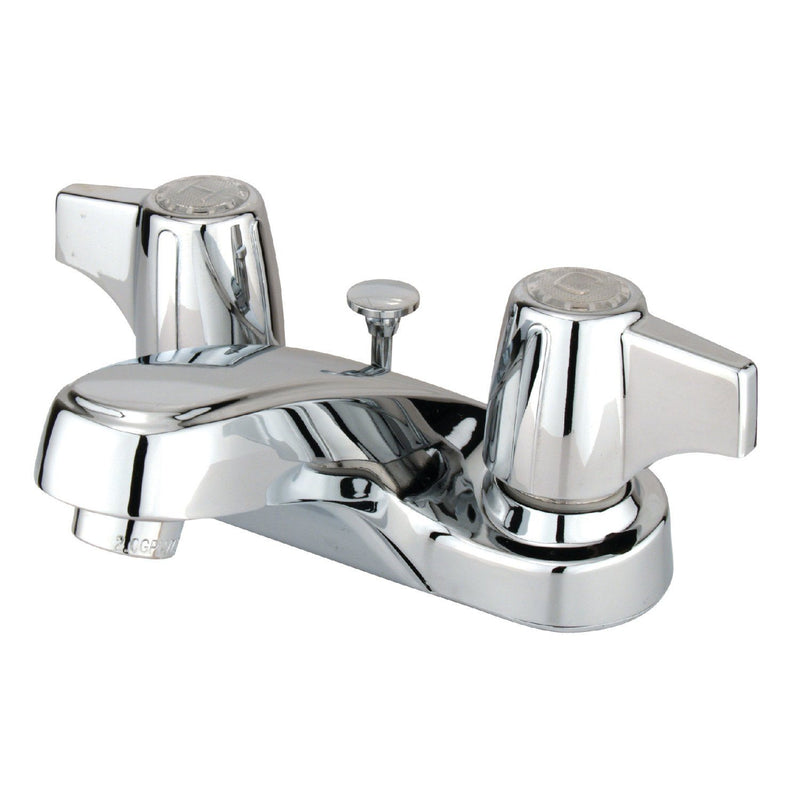 Americana Double-Handle 3-Hole Deck Mount 4-Inch Centerset Bathroom Faucet with Brass Pop-Up