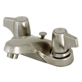 Americana Two-Handle 3-Hole Deck Mount 4" Centerset Bathroom Faucet with Brass Pop-Up