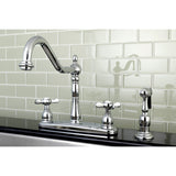 Essex Two-Handle 4-Hole Deck Mount 8" Centerset Kitchen Faucet with Side Sprayer