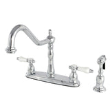 Bel-Air Two-Handle 4-Hole Deck Mount 8" Centerset Kitchen Faucet with Side Sprayer