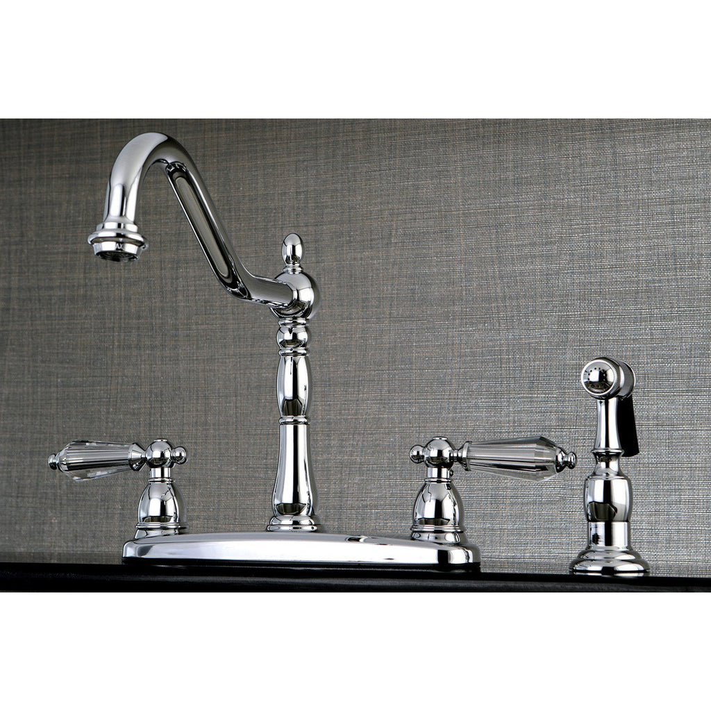 Wilshire Two-Handle 4-Hole Deck Mount 8" Centerset Kitchen Faucet with Side Sprayer