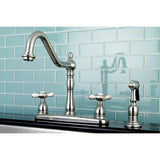 Essex Two-Handle 4-Hole Deck Mount 8" Centerset Kitchen Faucet with Side Sprayer