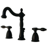 Tudor Two-Handle 3-Hole Deck Mount Widespread Bathroom Faucet with Plastic Pop-Up