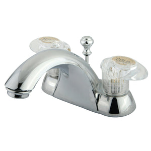 Naples Two-Handle 3-Hole Deck Mount 4" Centerset Bathroom Faucet with Plastic Pop-Up