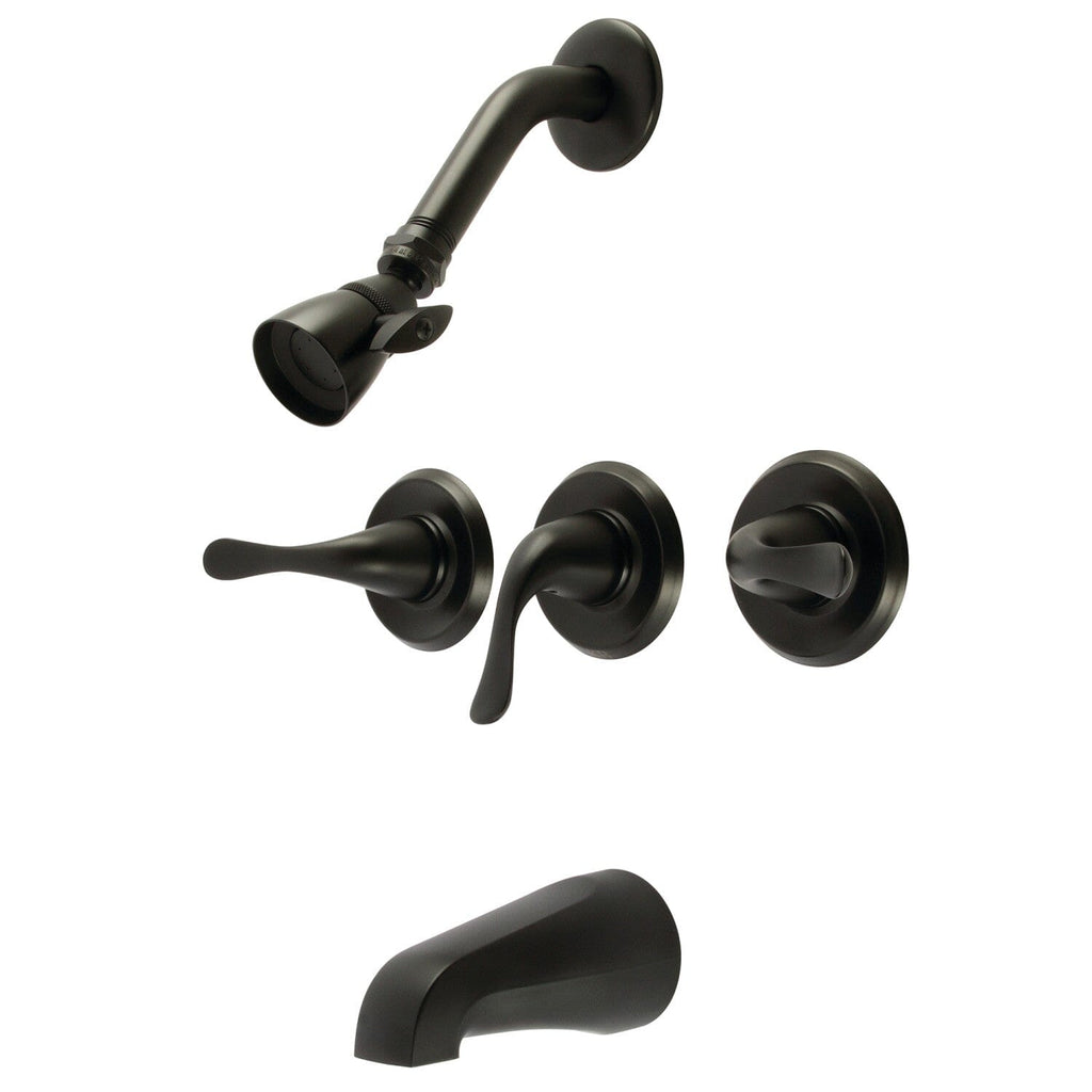 Yosemite Three-Handle 5-Hole Wall Mount Tub and Shower Faucet