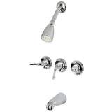 Yosemite Three-Handle 5-Hole Wall Mount Tub and Shower Faucet