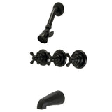 Victorian Three-Handle 5-Hole Wall Mount Tub and Shower Faucet