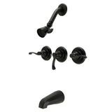 Royal Three-Handle 5-Hole Wall Mount Tub and Shower Faucet