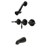 Knight Three-Handle 5-Hole Wall Mount Tub and Shower Faucet