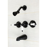 Victorian Three-Handle 5-Hole Wall Mount Tub and Shower Faucet