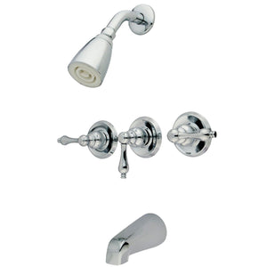 Victorian Three-Handle 5-Hole Wall Mount Tub and Shower Faucet